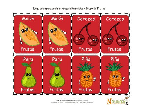 garrapata Guerrero Vueltas y vueltas Juego de Cartas Para Niños de Emparejar Frutas – Juego Imprimible Para Niños