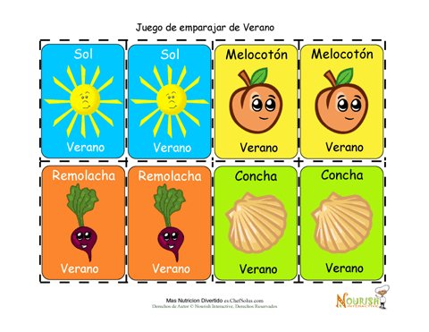 Archivo junio hielo Juego de Cartas Para Niños de Emparejar Alimentos y Actividades de Verano -  Juego Imprimible Para Niños