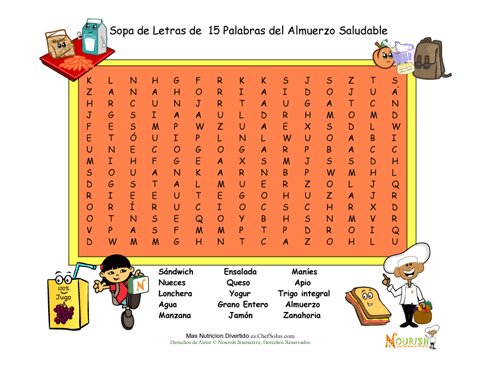 Sopa de letras. Juego de vocabulario para niños