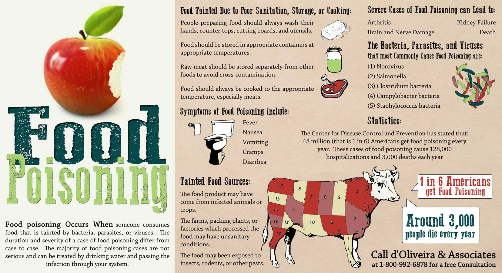 Food Poisoning Facts And Symptoms Infographic